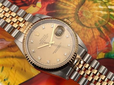 gold 18k gold rolex oyster perpetual datejust cl5 722220|rolex diamond set datejust 31.